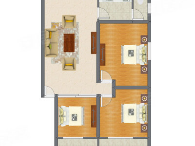3室1厅 105.36平米户型图