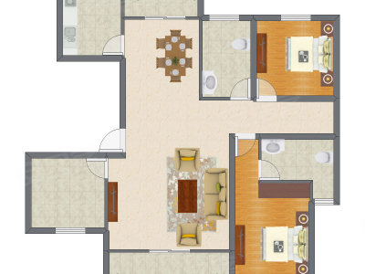 2室2厅 99.01平米户型图