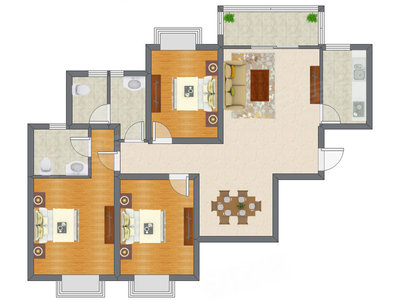 3室2厅 129.59平米