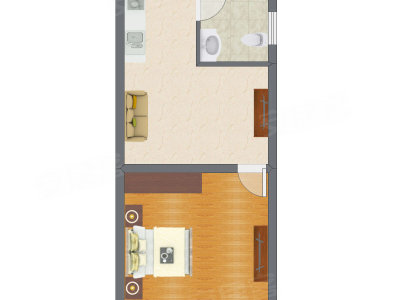 1室1厅 35.12平米