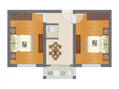 2室1厅 49.97平米户型图