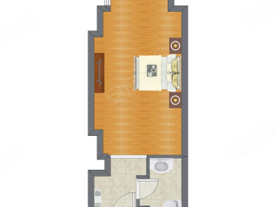 1室0厅 44.66平米户型图