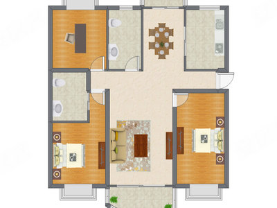 3室2厅 155.15平米