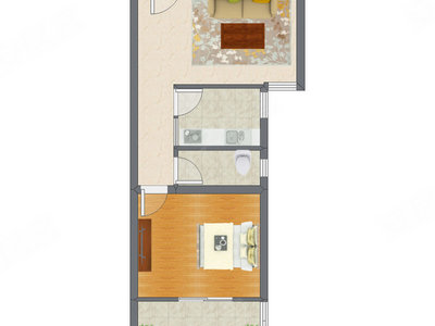 1室1厅 66.60平米户型图