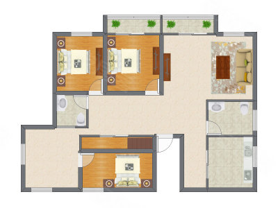 3室2厅 150.50平米户型图