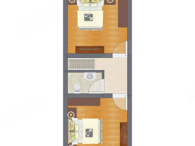 2室1厅 43.01平米户型图