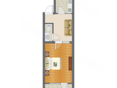 1室1厅 44.28平米