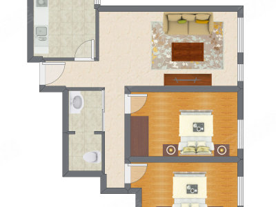 2室1厅 96.55平米