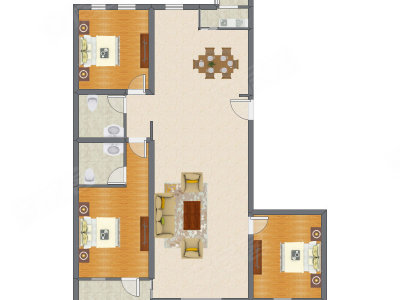 3室2厅 157.14平米户型图