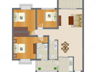 3室2厅 114.74平米