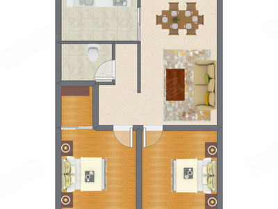 2室2厅 83.58平米户型图
