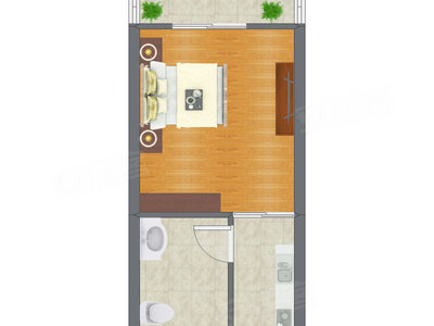 1室1厅 23.95平米