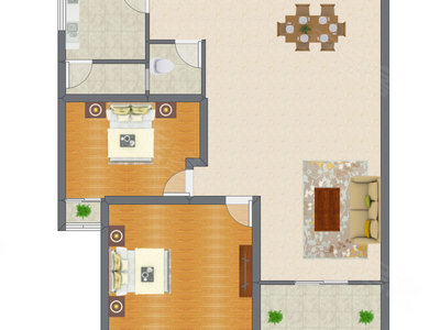 2室2厅 104.53平米户型图