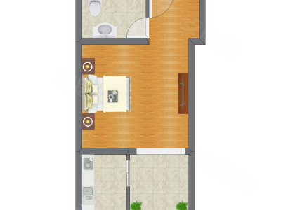 1室0厅 52.47平米户型图