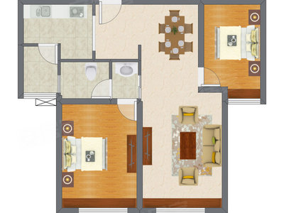 2室1厅 92.63平米户型图