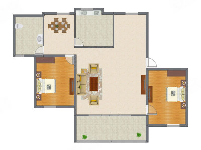 2室1厅 132.72平米