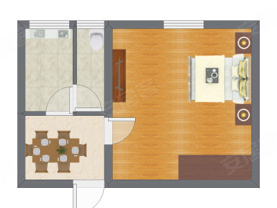 1室1厅 28.83平米户型图