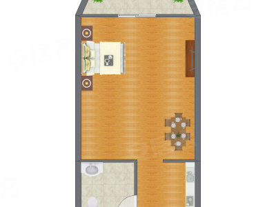 1室0厅 53.73平米户型图