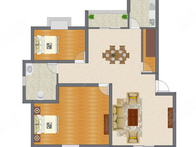 2室2厅 111.00平米