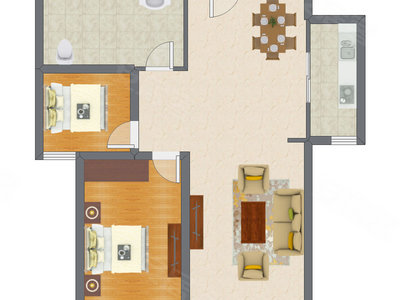 2室2厅 92.53平米户型图