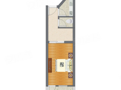 1室1厅 28.25平米户型图