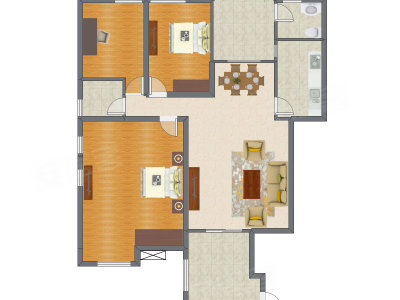 3室2厅 115.52平米户型图