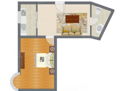 1室1厅 41.15平米户型图