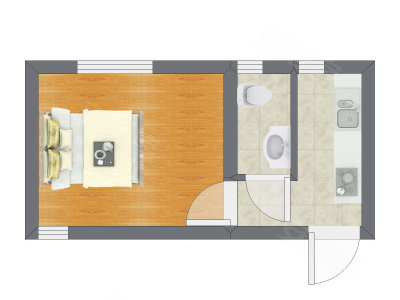 1室0厅 26.38平米户型图