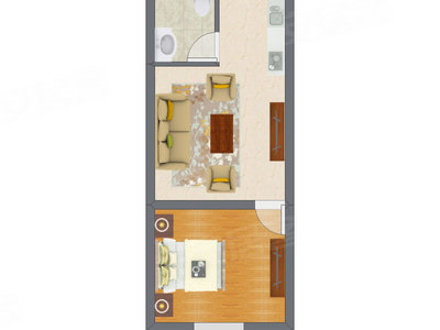 1室1厅 30.34平米户型图