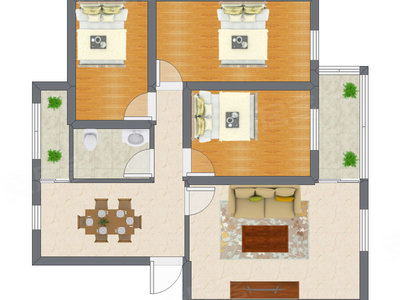 3室2厅 84.80平米户型图
