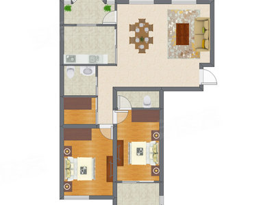 2室2厅 123.99平米