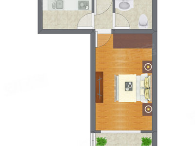 1室0厅 39.17平米户型图