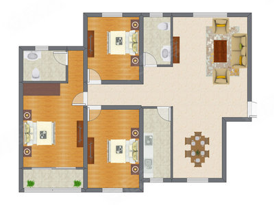 3室2厅 142.89平米户型图