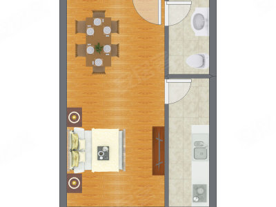 1室0厅 45.08平米户型图
