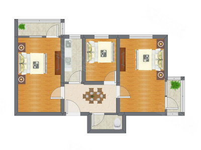 3室1厅 75.60平米