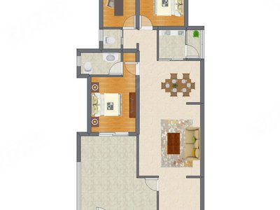 3室2厅 126.00平米