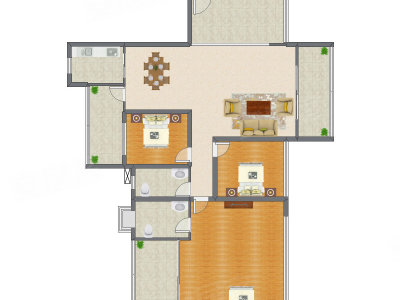 3室2厅 162.76平米户型图