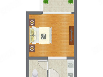 1室0厅 39.80平米户型图