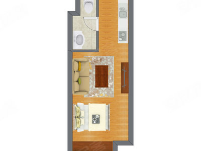 1室0厅 34.63平米户型图