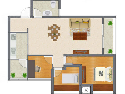 3室2厅 80.21平米户型图