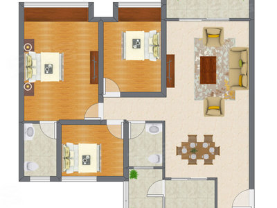 3室2厅 107.13平米