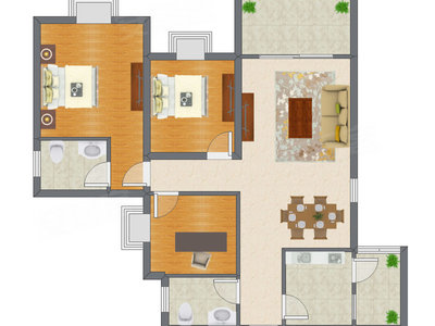 3室2厅 99.00平米户型图