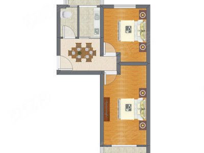 2室1厅 61.10平米