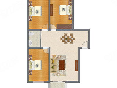 3室2厅 126.93平米户型图