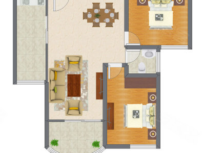 2室2厅 88.85平米户型图