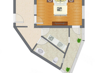 1室1厅 49.83平米户型图
