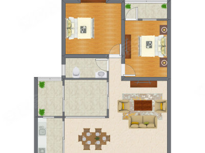 2室2厅 90.35平米