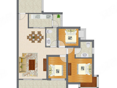 3室2厅 83.00平米户型图