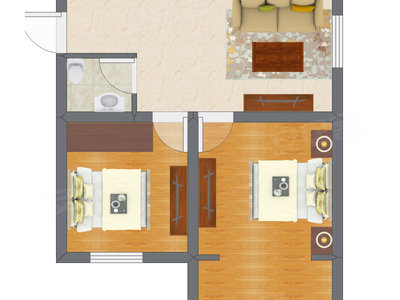 2室1厅 36.99平米