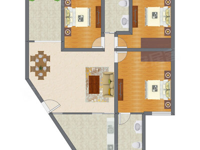 3室2厅 136.29平米户型图